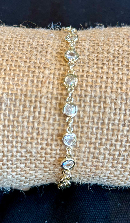 CZ gold tennis bracelet