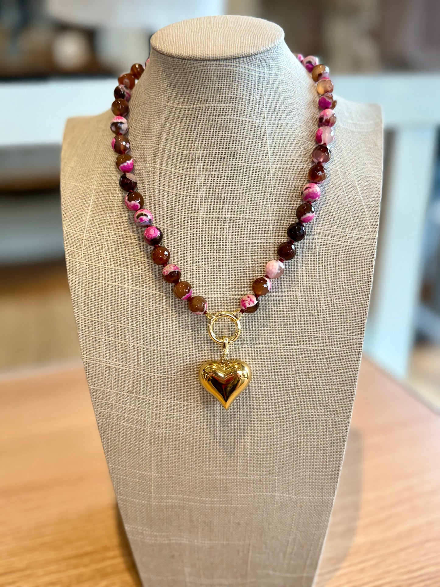 Pink Stone Heart Necklace