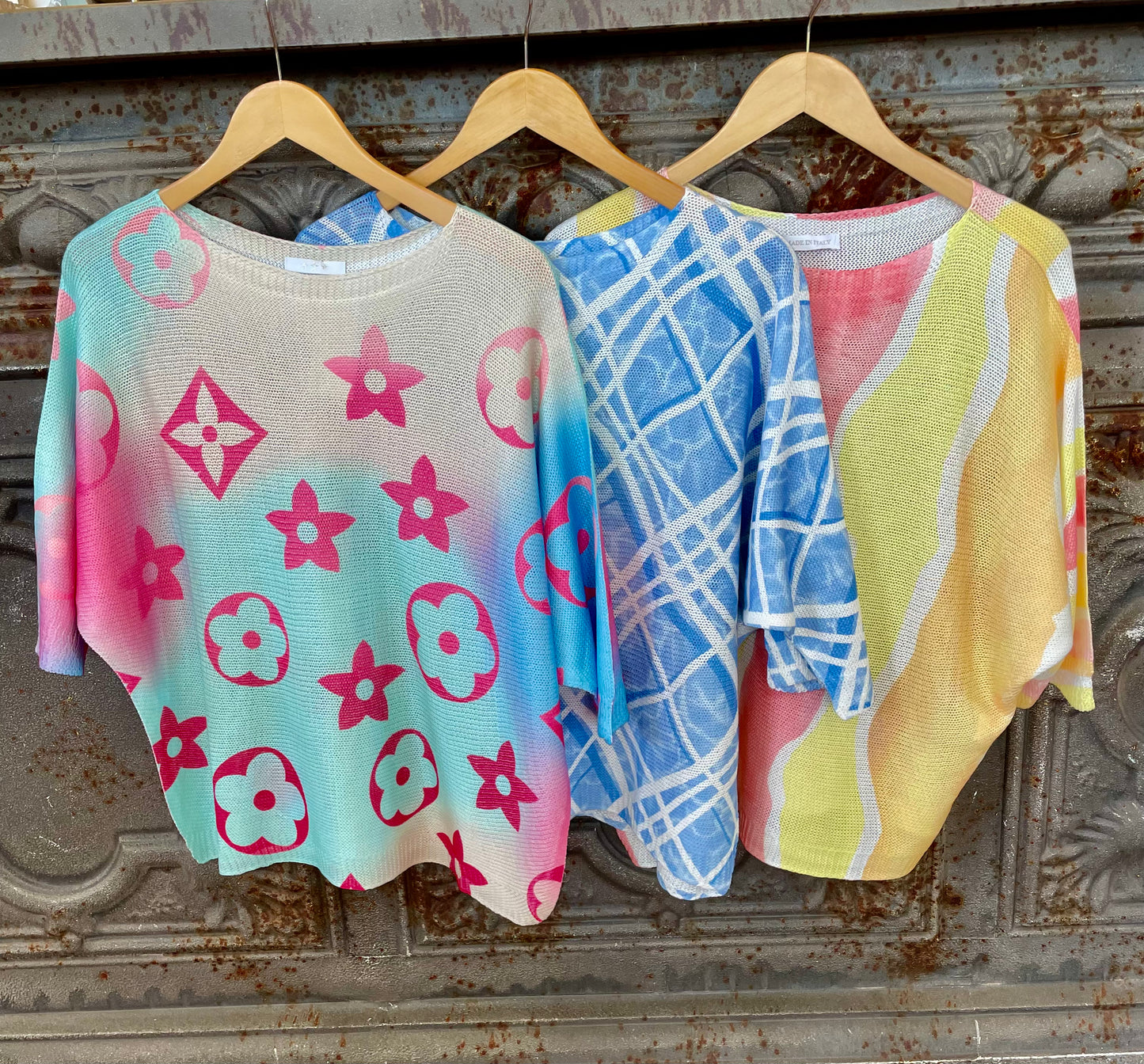 Linen blend print sweater