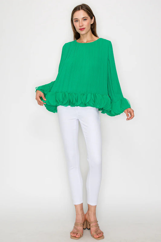 Woven Pleated Top
