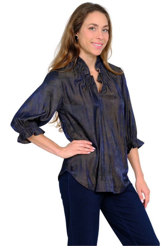 Ruffle collar cuff blouse