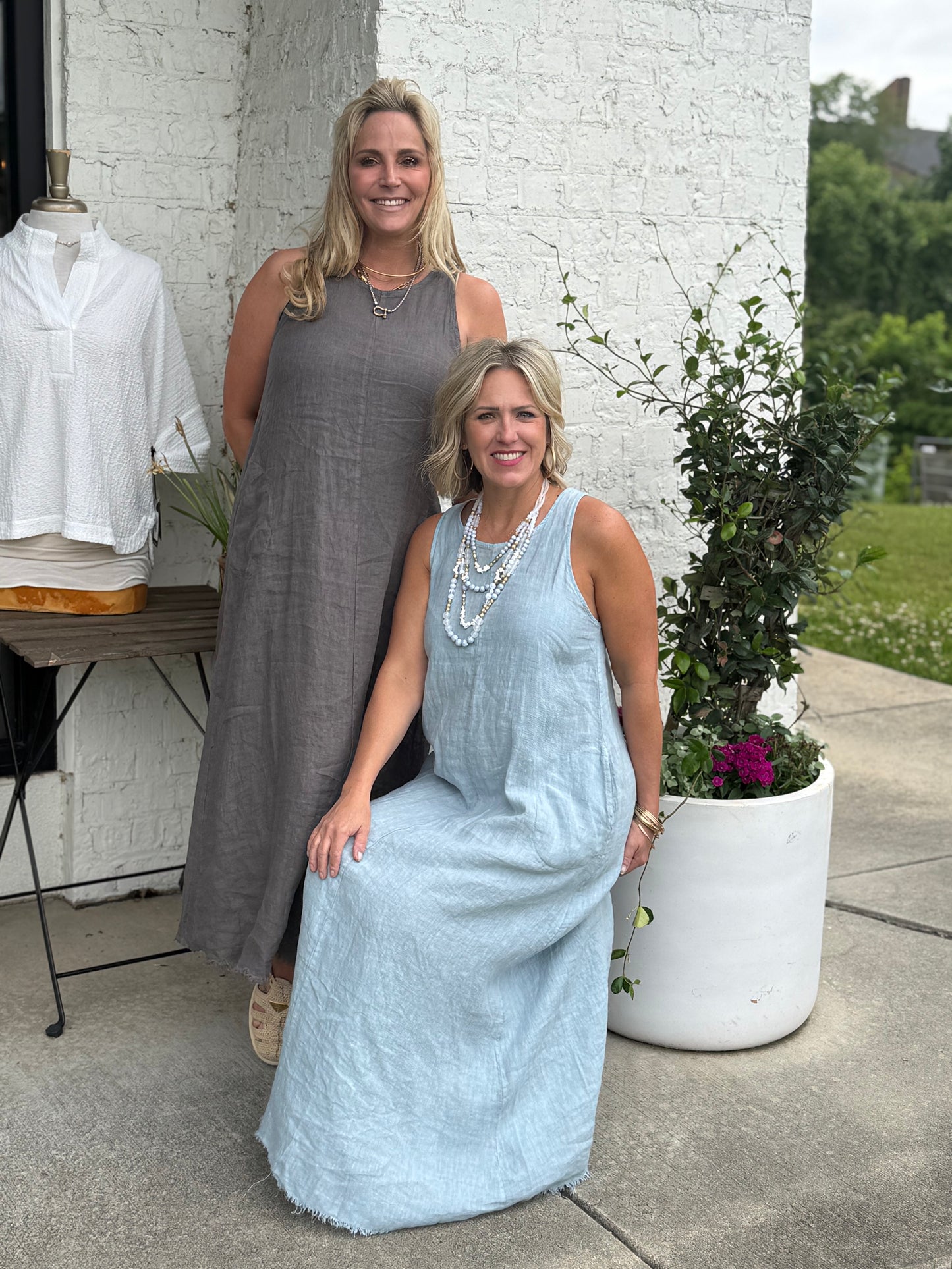 Linen raw edge dress