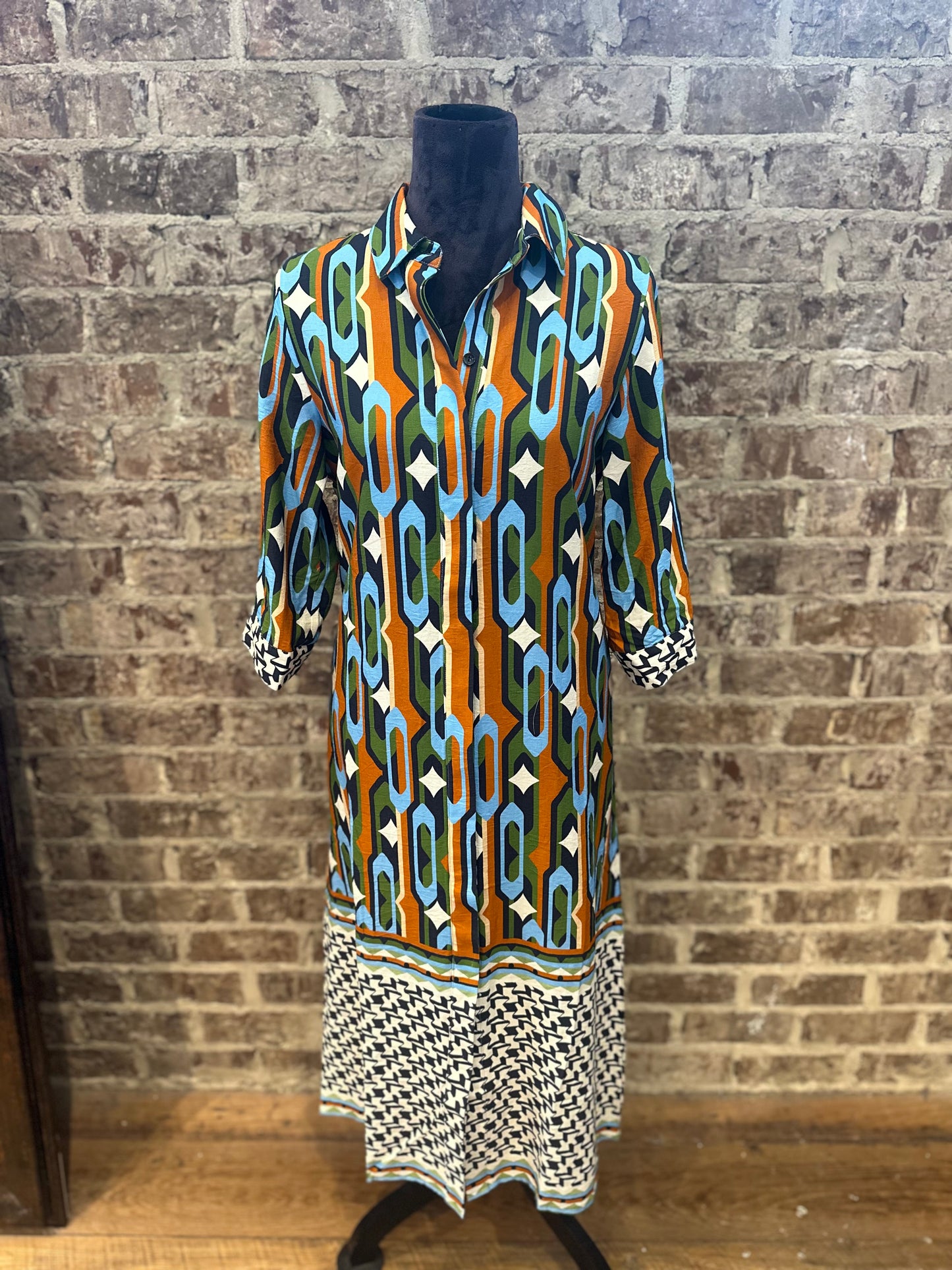 Green blue print maxi