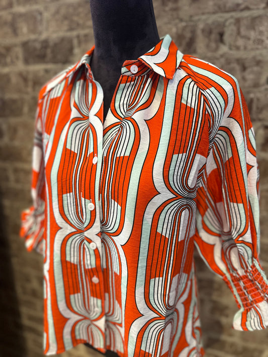Orange Geo Blouse