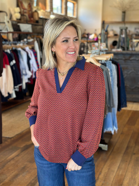 Chevron Long Sleeve Top