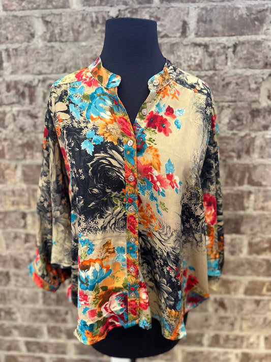 Floral Button Top