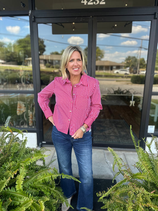 Cranberry Stripe blouse
