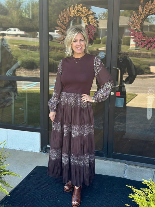 Contrast Sweater Tier Dress