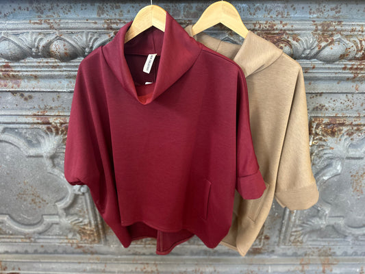 Cowlneck pullover top