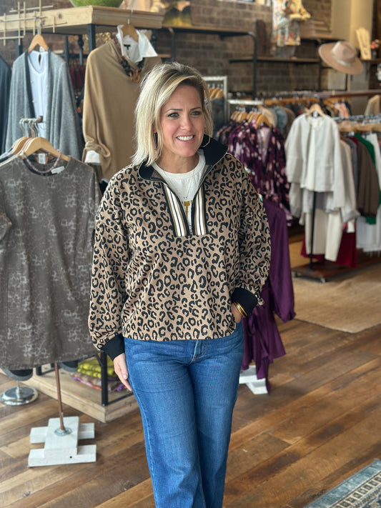 Collared Leopard Top