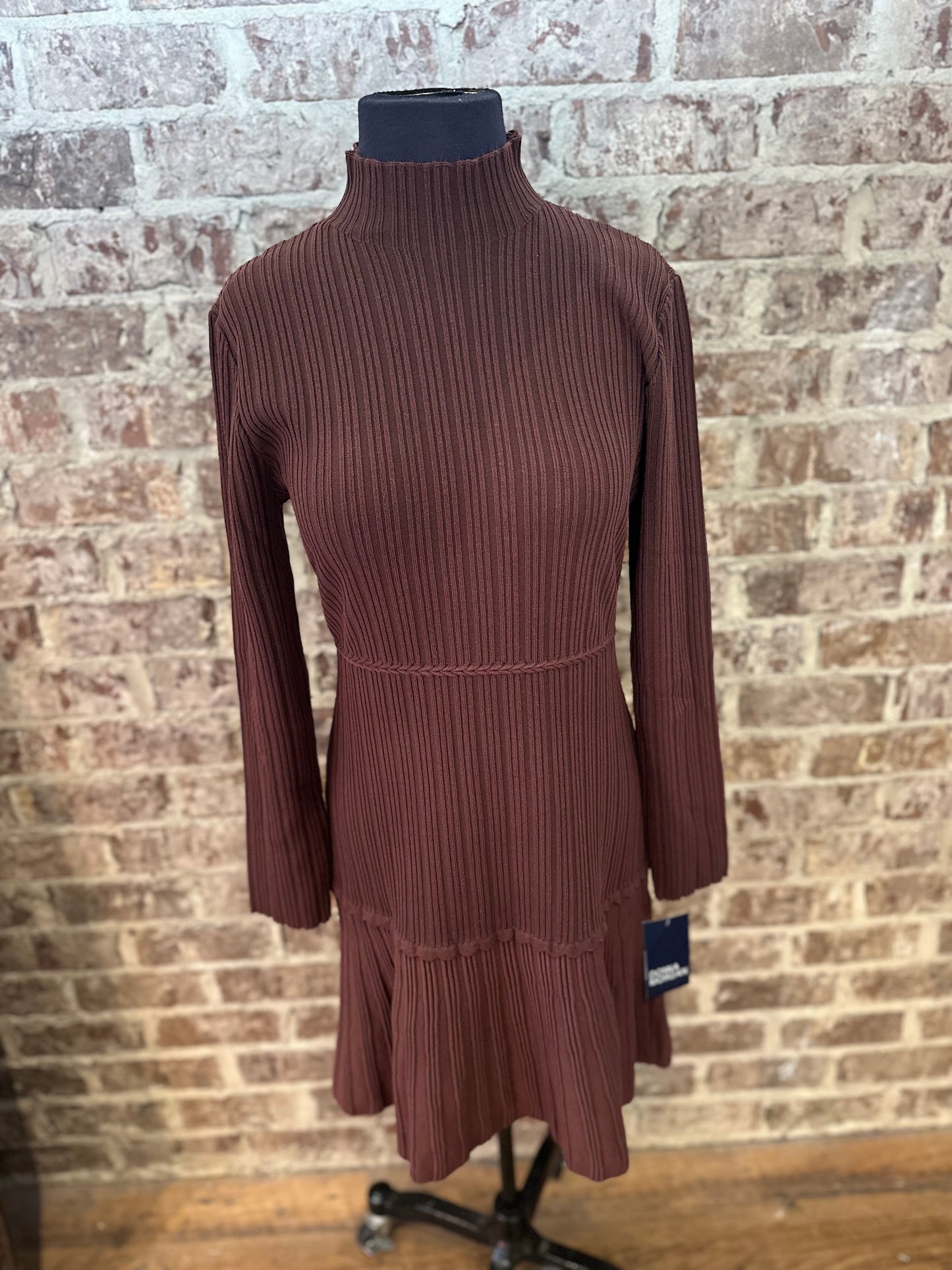 Chocolate Knit Ruffle hem Dress