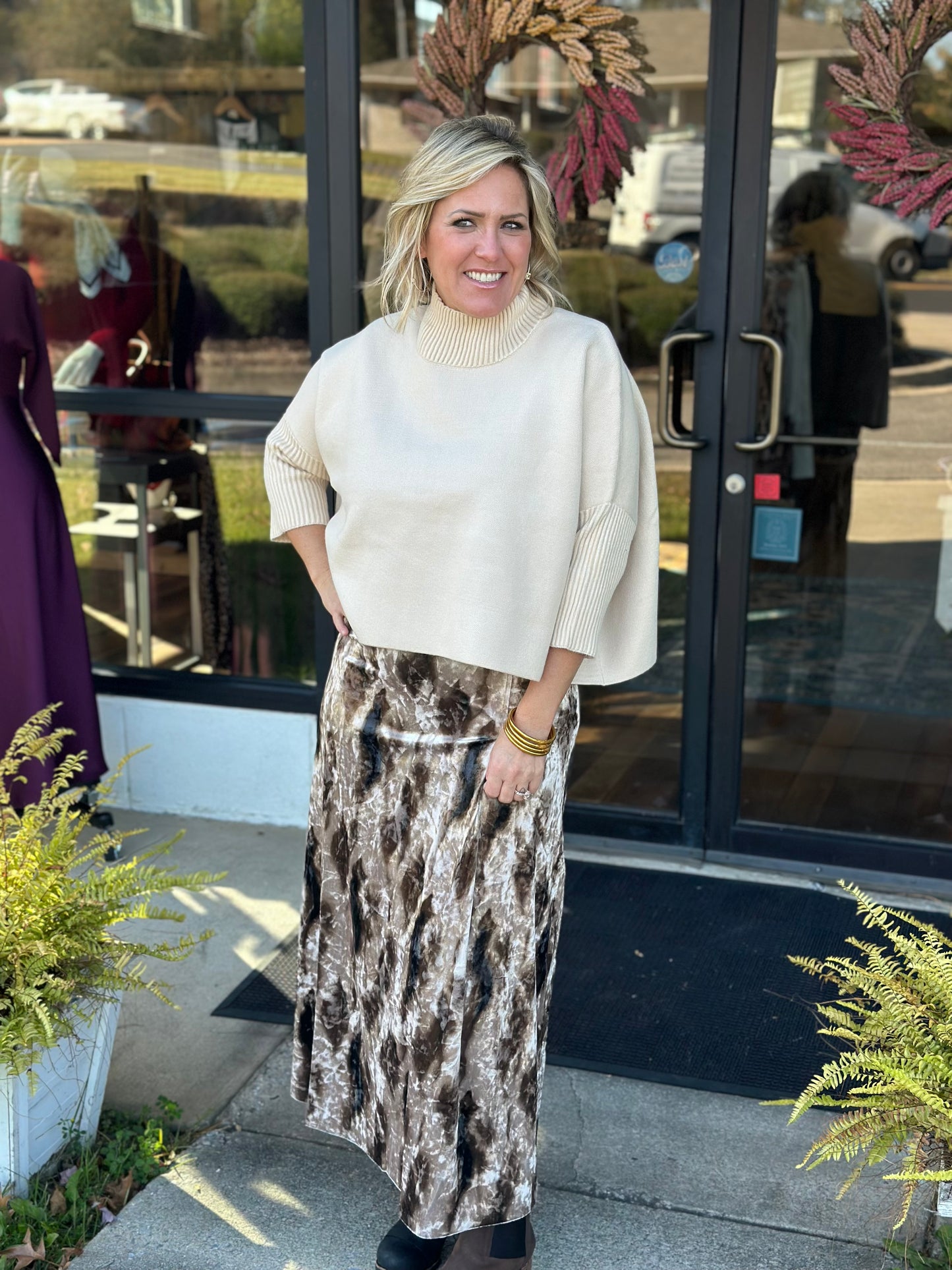 Velvet Pleated Skirt