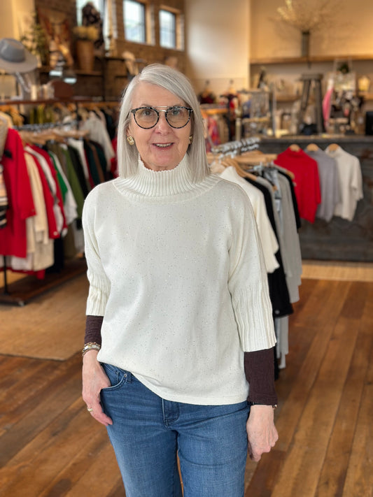 Sparkle Rib Trim Sweater