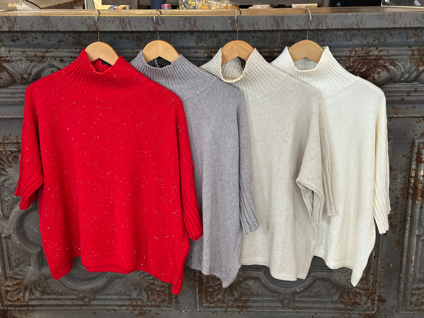 Sparkle Rib Trim Sweater