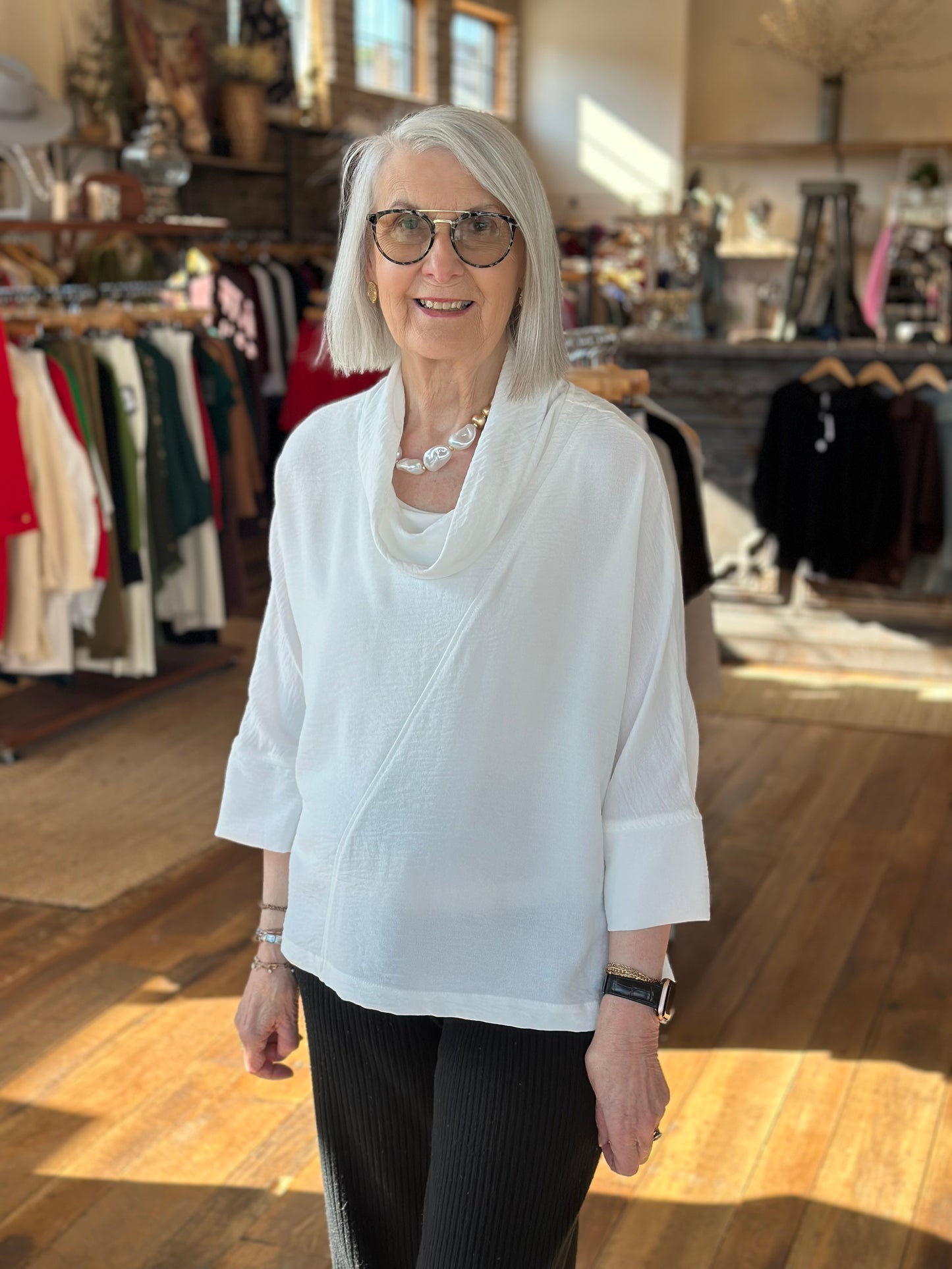 cowlneck airflow blouse