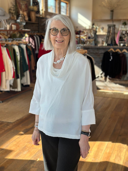 cowlneck airflow blouse