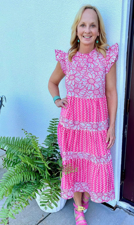 Embroidered tiered maxi