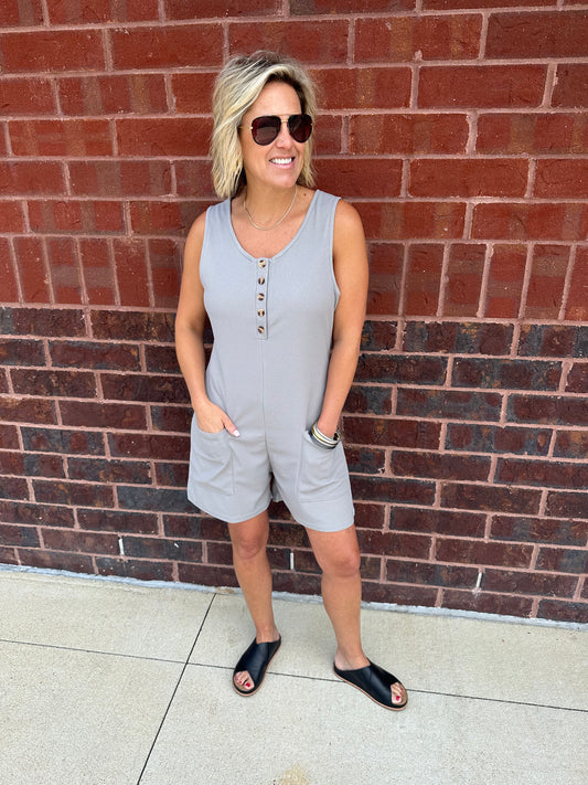 Button Waffle Romper