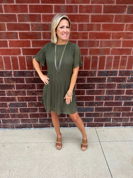 S/S Pleat Mini Dress