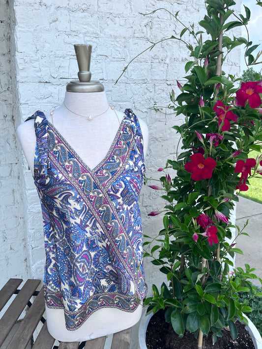 Print Knot Shoulder Top