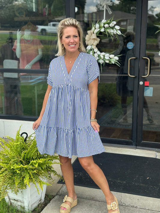 Woven Stripe Mini Dress
