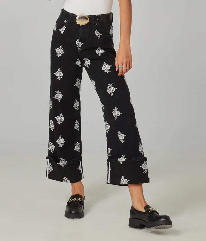 Embroidered High Rise Jean