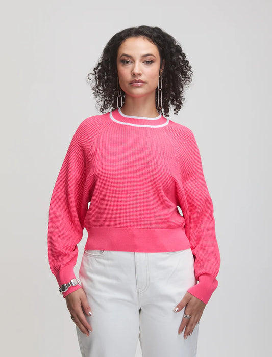 Waffle Knit w/ Contrast Neck