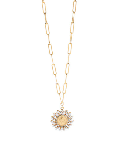 Coin Pendant & Clip Chain Necklace