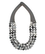 3 Row Faux Stone Bead Necklace