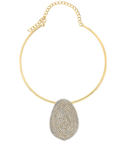 Pave Crystal Organic Pendant Choker