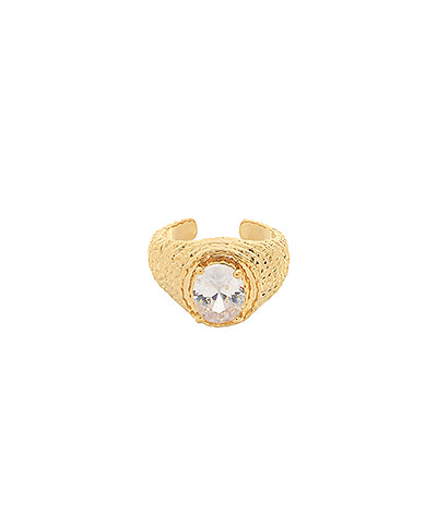 Textured Brass Glass Open Ring