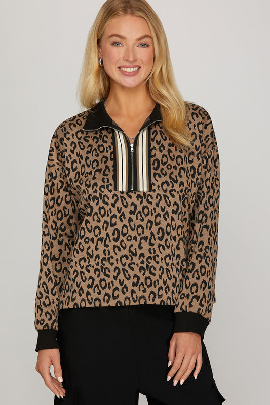 Collared Leopard Top