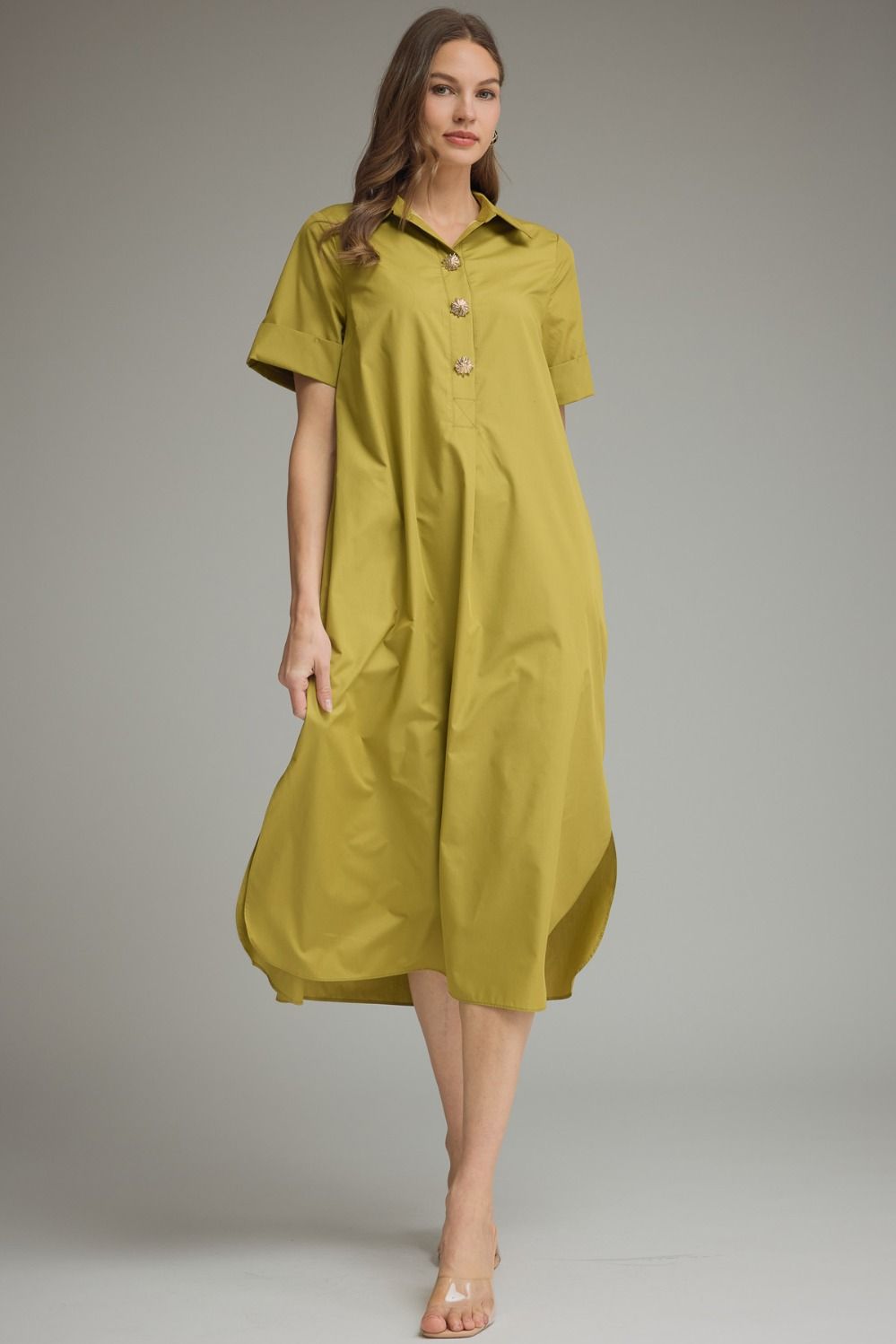 Short Slv Midi Dress