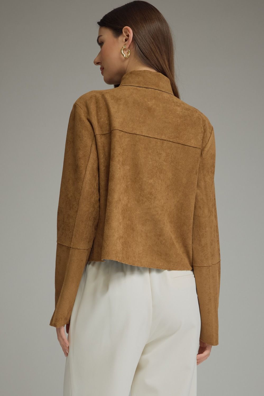 Camel suede crop jacket
