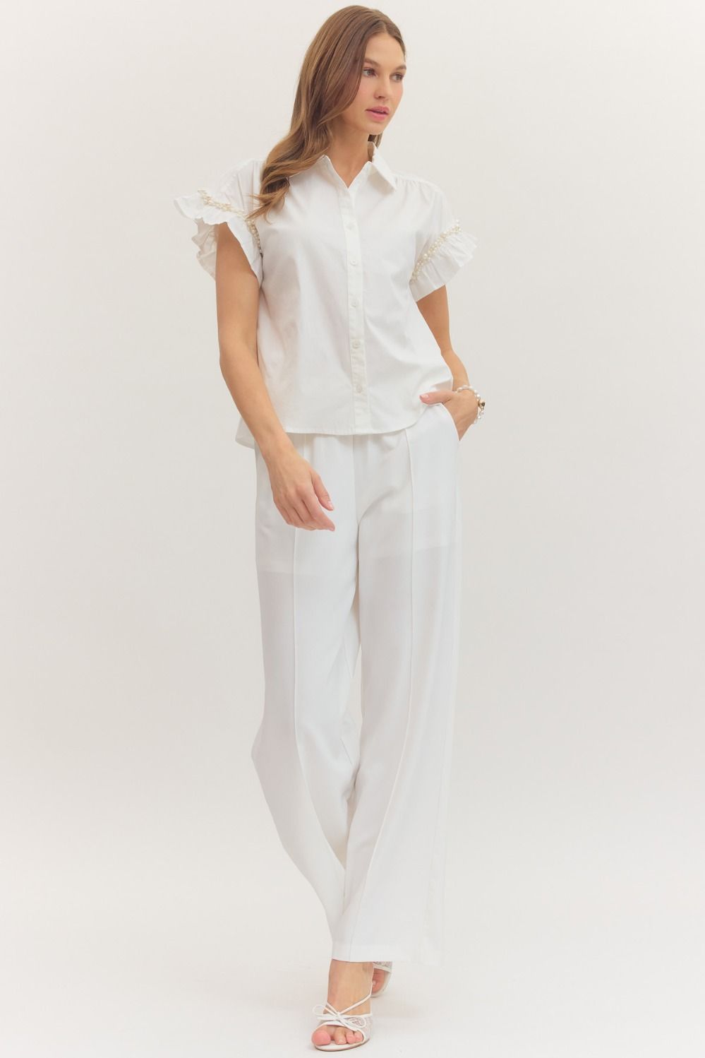 Pearl detail blouse