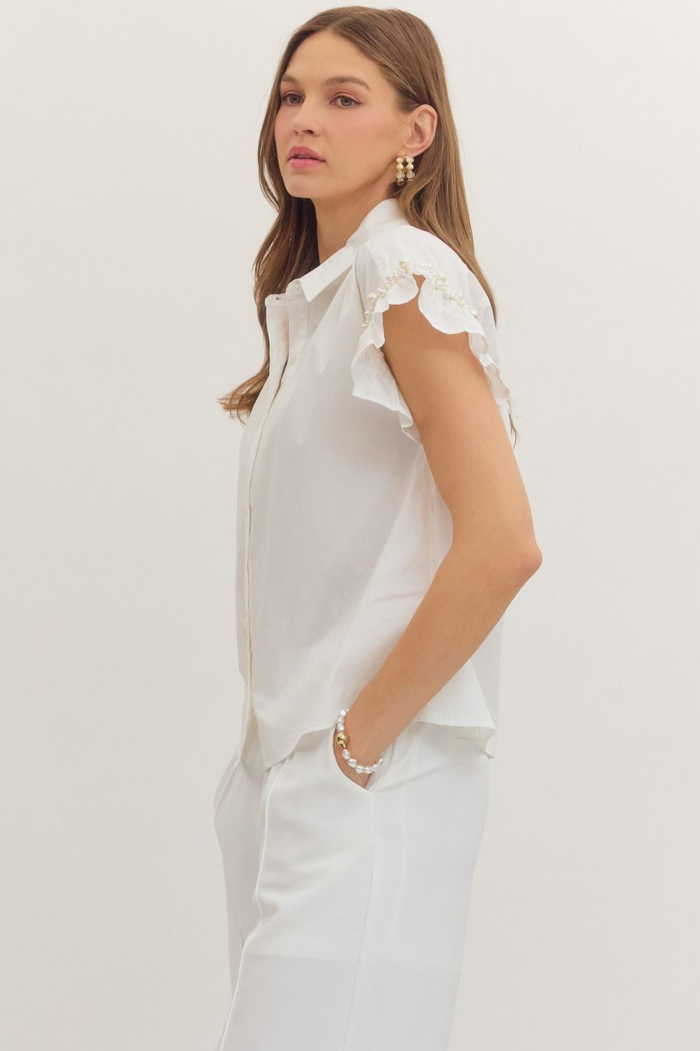 Pearl detail blouse
