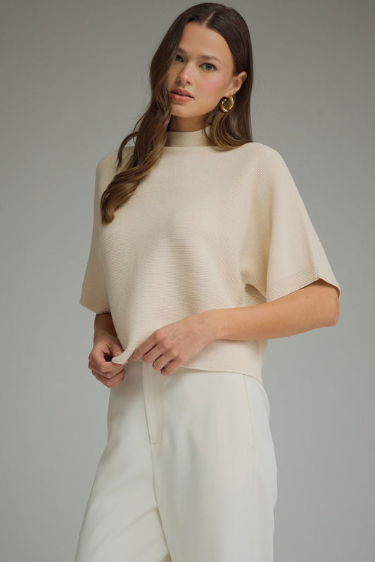 mock neck baby rib pullover