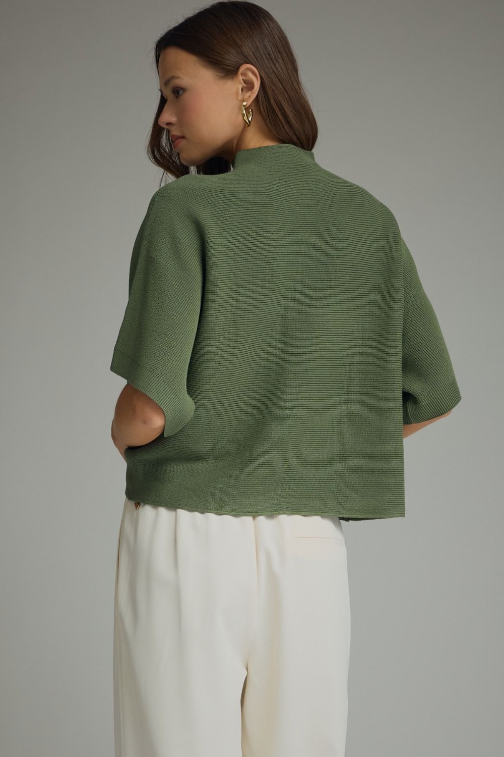mock neck baby rib pullover