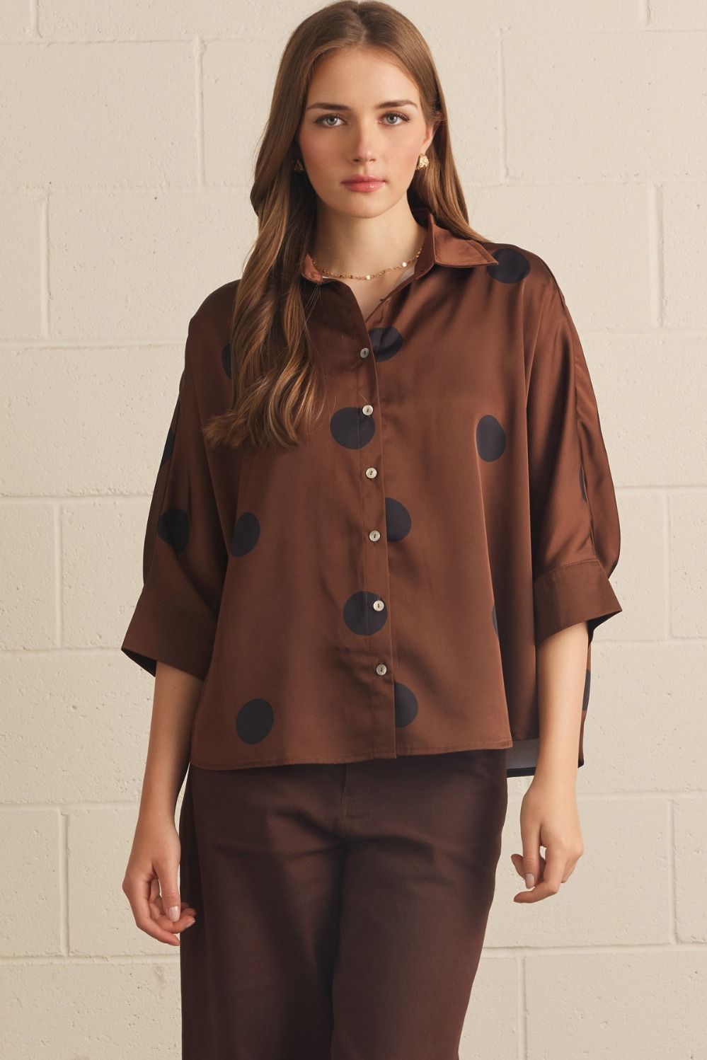 Polka Dot 3/4 Top