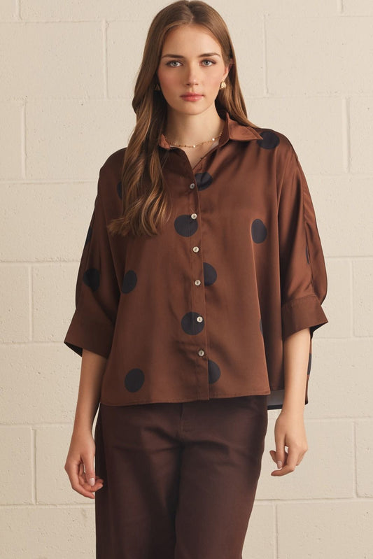 Polka Dot 3/4 Top