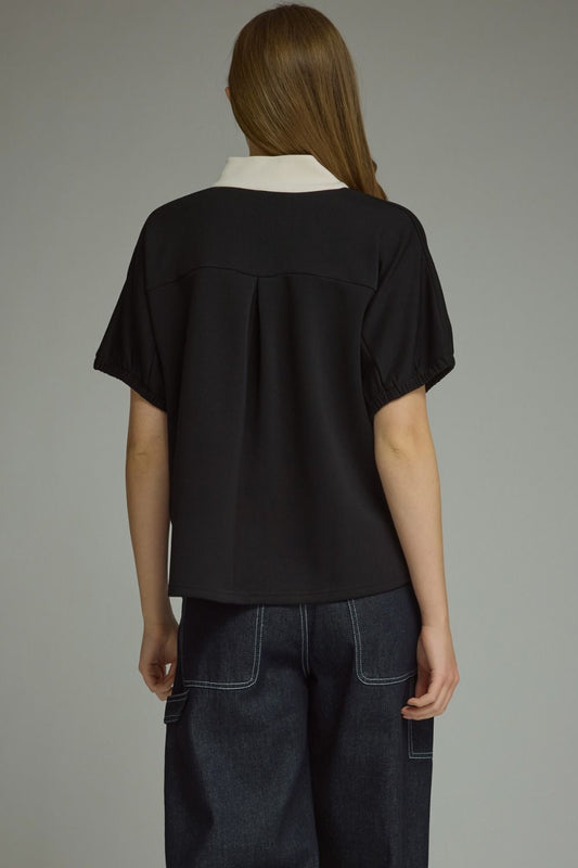 Contrast V-Neck Top