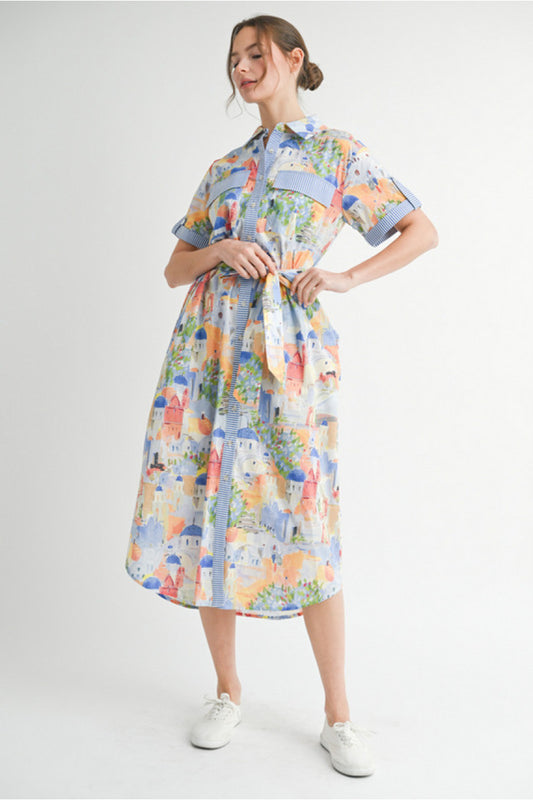 Santorini Print Dress