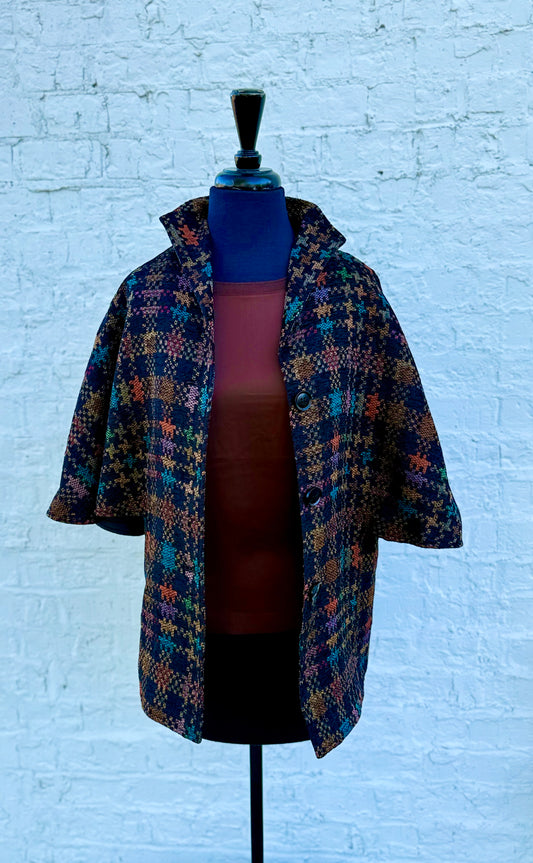 Tweed Crop cape coat