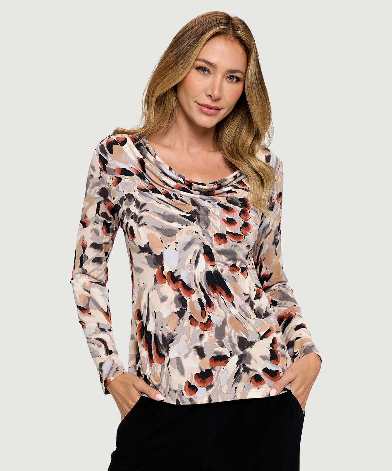 Cowl Neck L/S Top