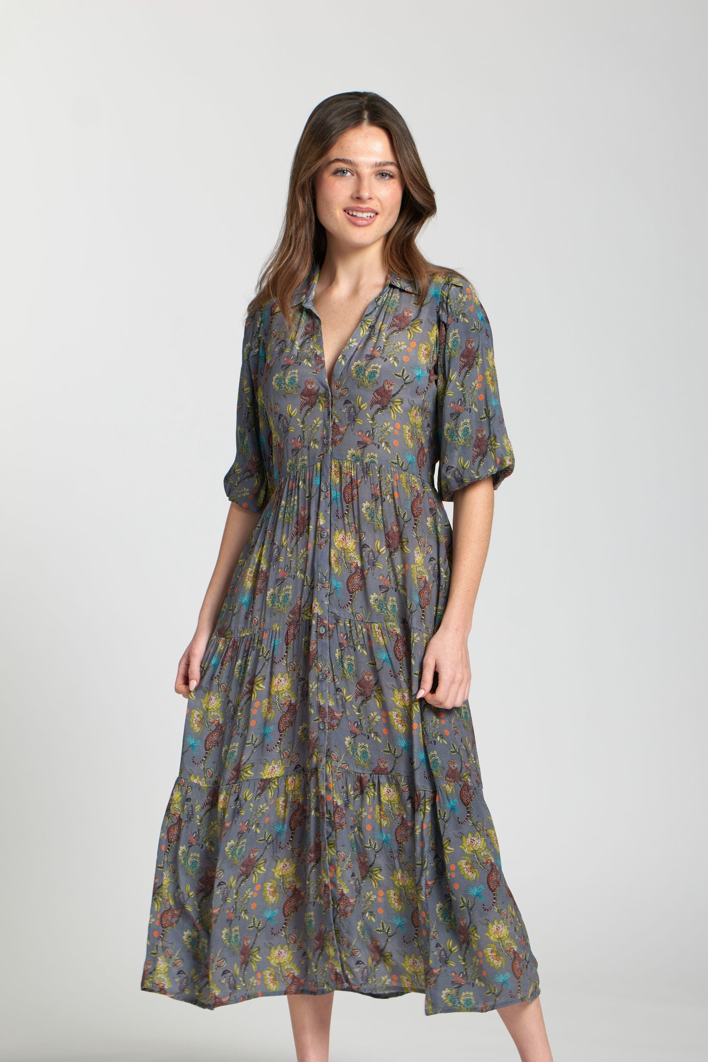 Long Tier Print Dress