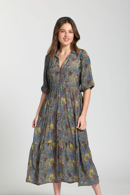 Long Tier Print Dress