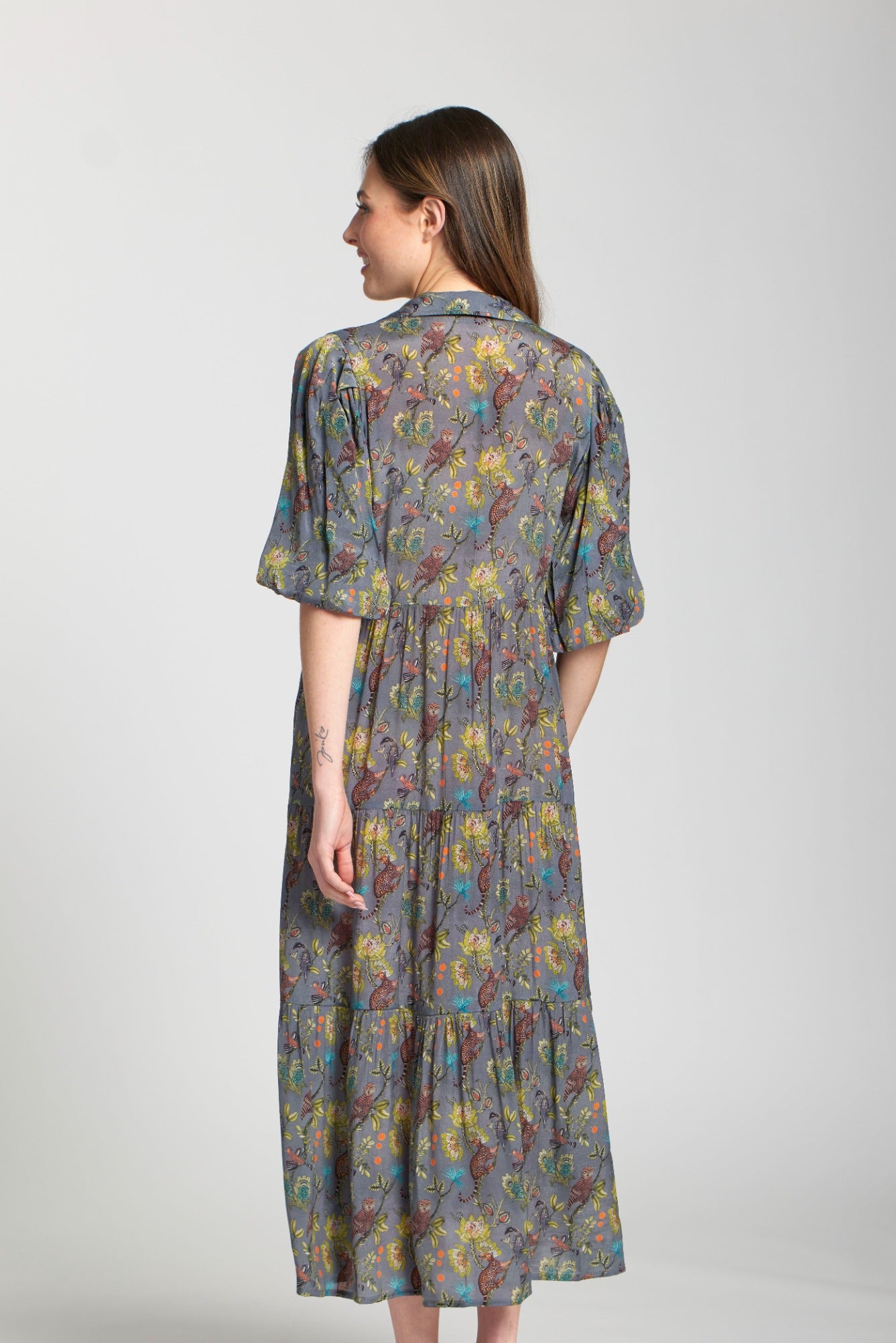 Long Tier Print Dress