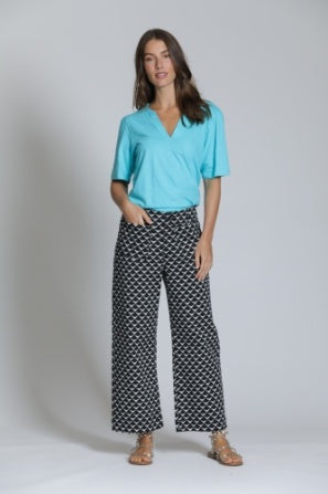 Cropped Wide Leg Pant W/Patch Pockets