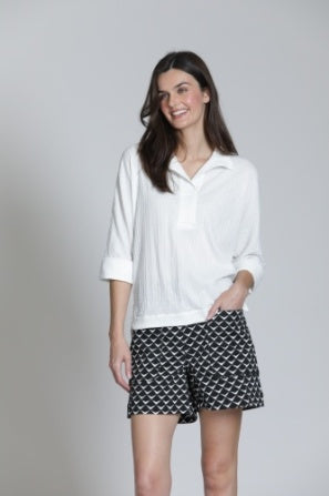 Crinkle White Pullover