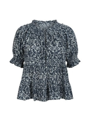 Flounce print blouse